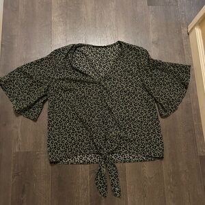Lush Black and Tan Leopard Blouse